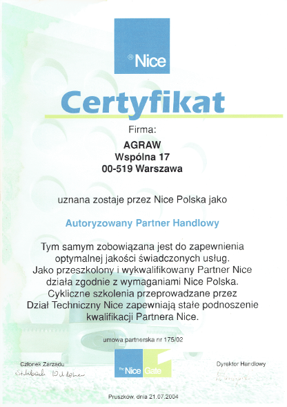 Certyfikat pion 1